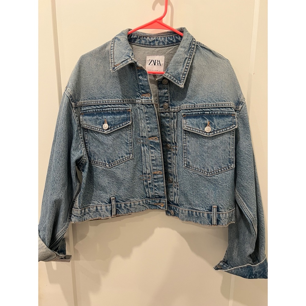 NWOT Zara Blue Cropped Jean Jacket